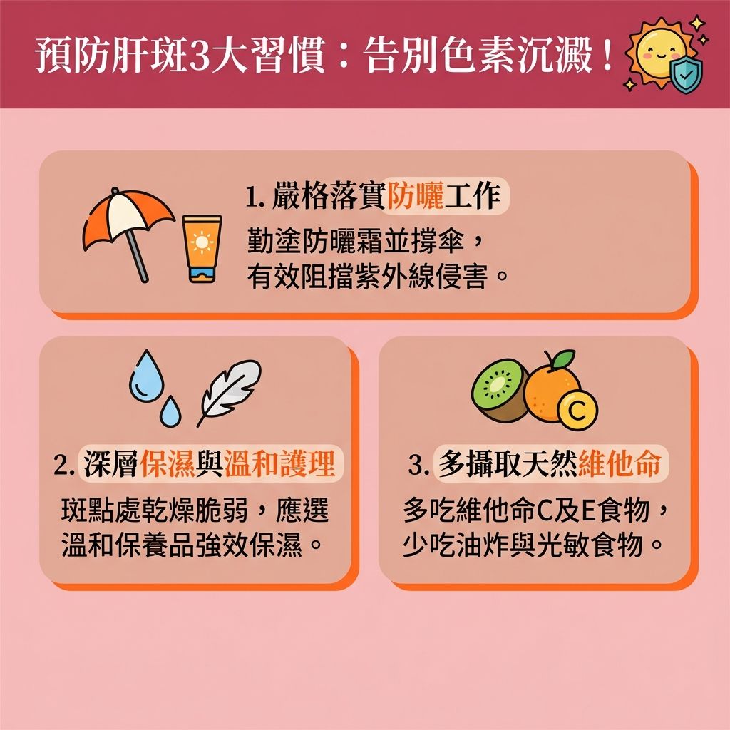 這是一張1:1正方形的台灣健康部落格風格資訊圖表，詳細解說如何【去除肝斑】與預防【肝斑】（又稱【黃褐斑】、【荷爾蒙斑】或【蝴蝶斑】）。探究【黃褐斑成因】，多與【荷爾蒙失調】、【內分泌失調】、服用【避孕藥】或【孕婦】體內【雌激素】波動有關，這在【孕期護膚保養】中尤為重要。當強烈【紫外線】穿透【表皮層】與深層【真皮層】時，會刺激【黑色素細胞】分泌大量【黑色素】，形成比【雀斑】、【太陽斑】更難纏的【色斑】。

為【阻截黑色素形成】與【預防色素沉澱】，必須落實【物理防曬方法】並勤塗【防曬霜】。保養方面，應選擇溫和並含有【傳明酸】或天然【維他命】的護膚品，這能【抑制酪氨酸酶】、【抵抗自由基】、【促進新陳代謝】（加速【新陳代謝】），有效【改善暗沉肌膚】、【改善膚色不均】、【提亮膚色】與【均勻膚色】。

若要進一步【淡化荷爾蒙斑】並徹底【解決色素沉澱】，可考慮專業療程如【皮秒激光】。優異的【激光去斑效果】能精準【擊碎深層黑色素】，並【刺激膠原增生】，讓你重拾無暇透白肌膚。